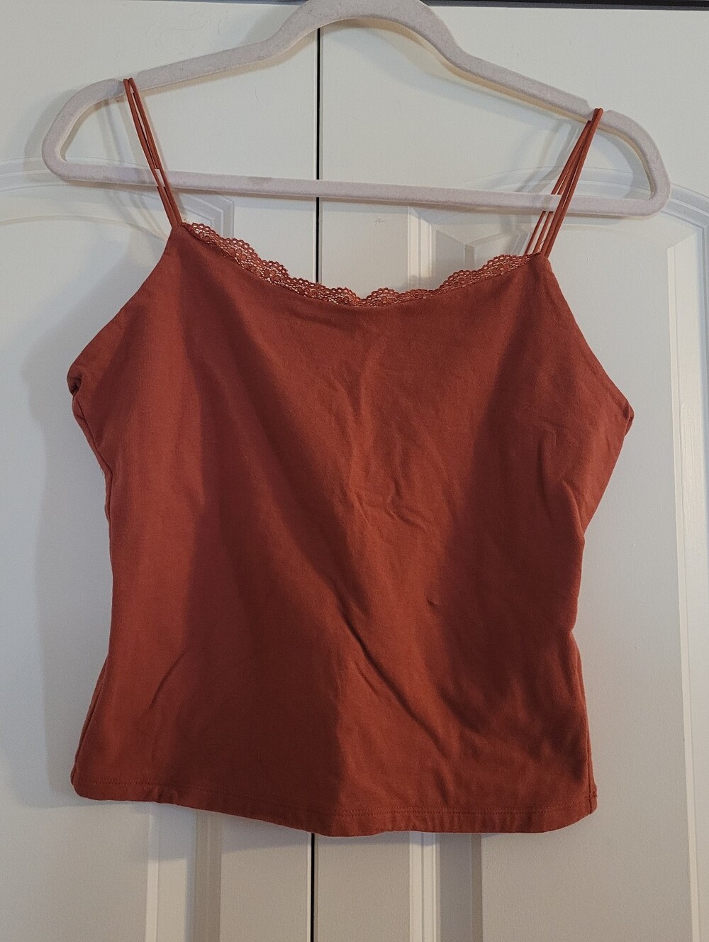 Lucky Brand Lace-Trim Rust Spaghetti Strap Cami Top - Women